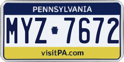 PA license plate MYZ7672