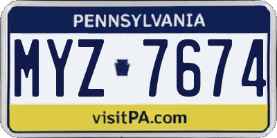 PA license plate MYZ7674