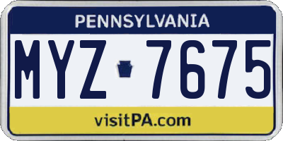 PA license plate MYZ7675