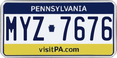 PA license plate MYZ7676