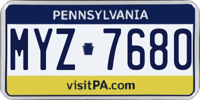 PA license plate MYZ7680