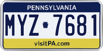 PA license plate MYZ7681