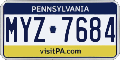 PA license plate MYZ7684