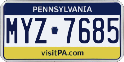 PA license plate MYZ7685