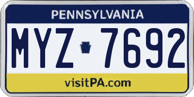 PA license plate MYZ7692