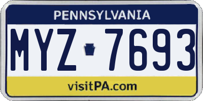 PA license plate MYZ7693