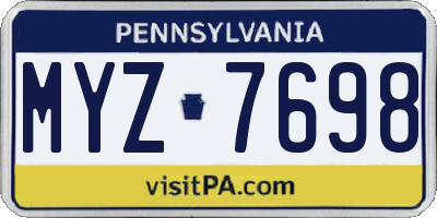 PA license plate MYZ7698