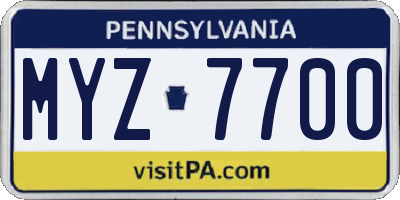 PA license plate MYZ7700
