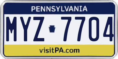 PA license plate MYZ7704