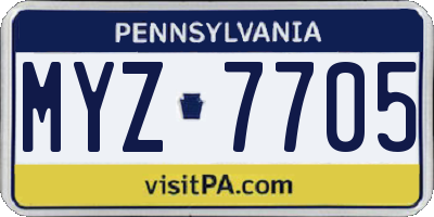 PA license plate MYZ7705