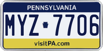 PA license plate MYZ7706