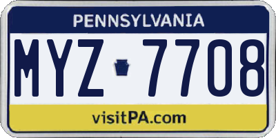 PA license plate MYZ7708