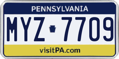 PA license plate MYZ7709