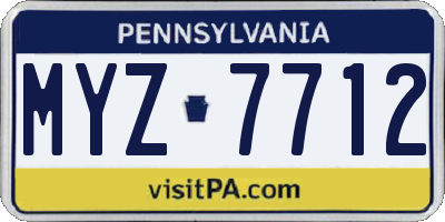 PA license plate MYZ7712