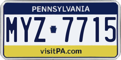 PA license plate MYZ7715