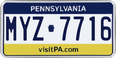 PA license plate MYZ7716