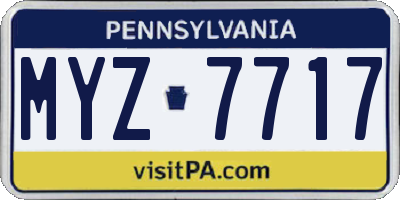 PA license plate MYZ7717