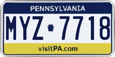 PA license plate MYZ7718