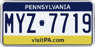 PA license plate MYZ7719