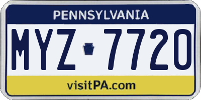 PA license plate MYZ7720