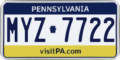PA license plate MYZ7722
