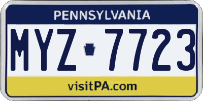 PA license plate MYZ7723