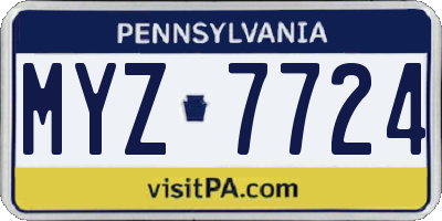 PA license plate MYZ7724