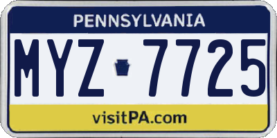 PA license plate MYZ7725