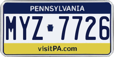 PA license plate MYZ7726