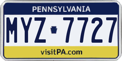 PA license plate MYZ7727
