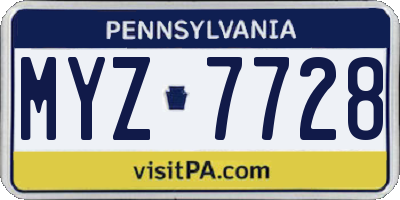 PA license plate MYZ7728