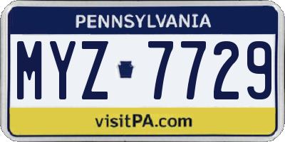 PA license plate MYZ7729