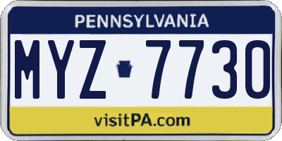 PA license plate MYZ7730