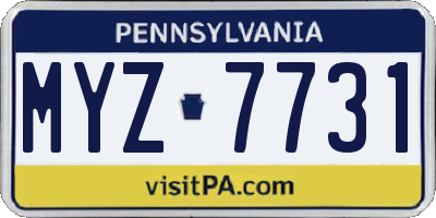 PA license plate MYZ7731