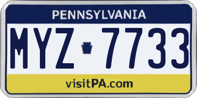 PA license plate MYZ7733
