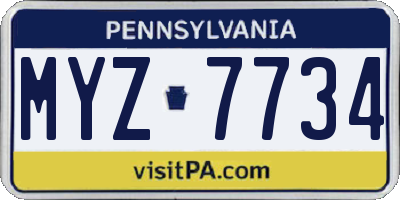 PA license plate MYZ7734