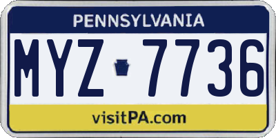 PA license plate MYZ7736