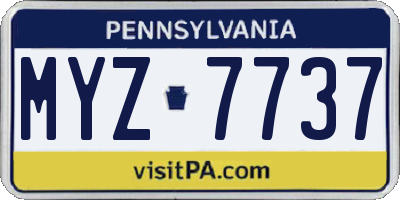 PA license plate MYZ7737