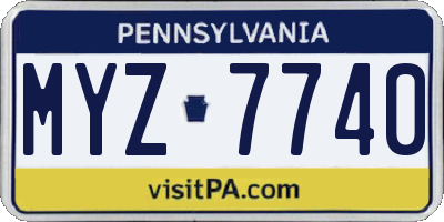 PA license plate MYZ7740