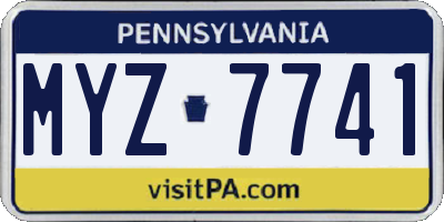 PA license plate MYZ7741