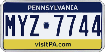 PA license plate MYZ7744
