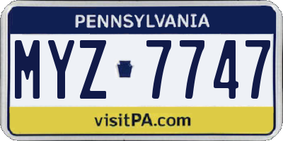 PA license plate MYZ7747