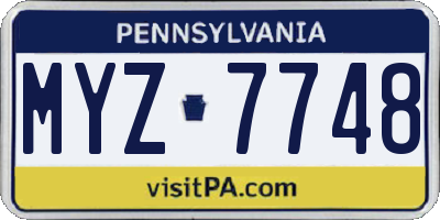 PA license plate MYZ7748