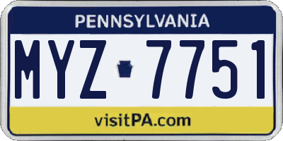 PA license plate MYZ7751
