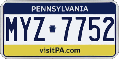 PA license plate MYZ7752