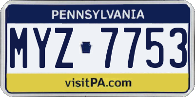 PA license plate MYZ7753