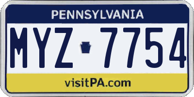 PA license plate MYZ7754