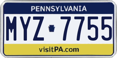 PA license plate MYZ7755