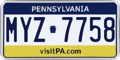 PA license plate MYZ7758