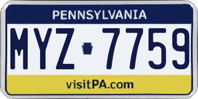 PA license plate MYZ7759